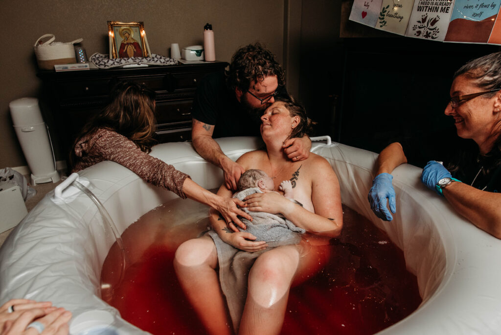 Home water birth photography in northern Colorado