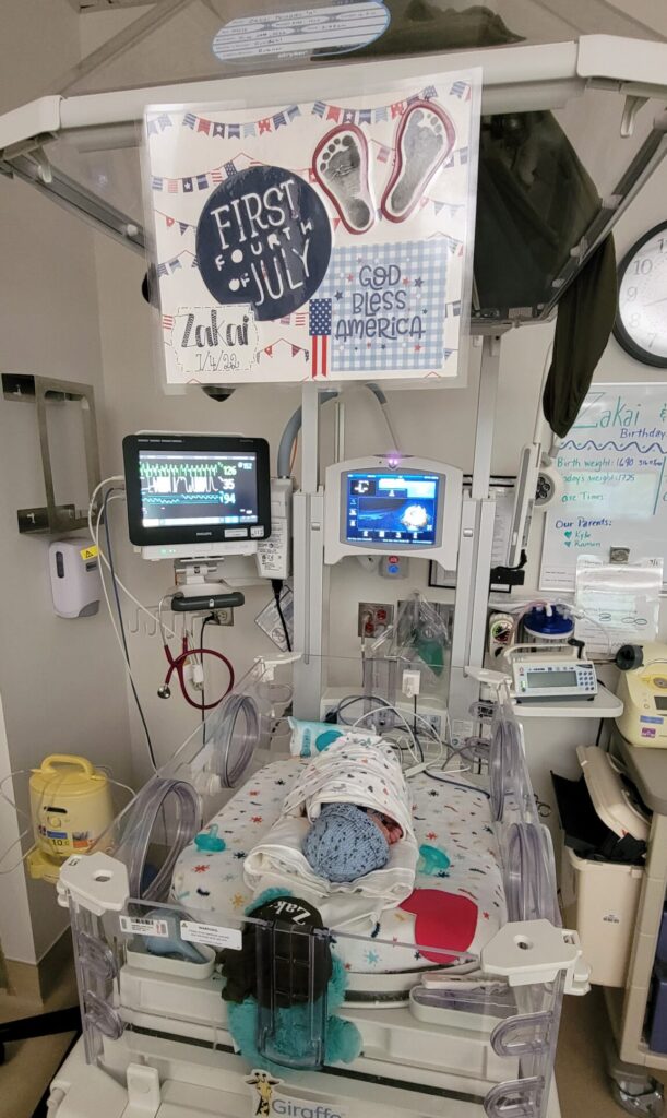 Avista Hospital Colorado NICU decorated our twins' isolettes for the 4th of July