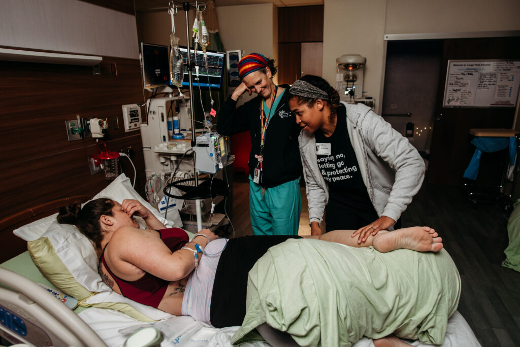 CU Center for Midwifery supporting laboring mama at Longs Peak Hospital