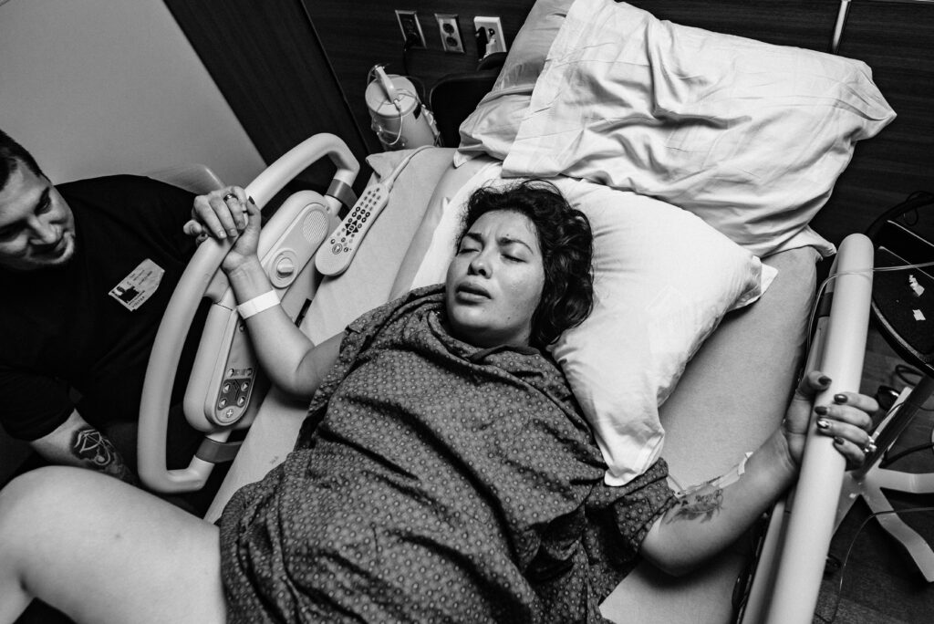 A moment of calm between contractions for laboring mom