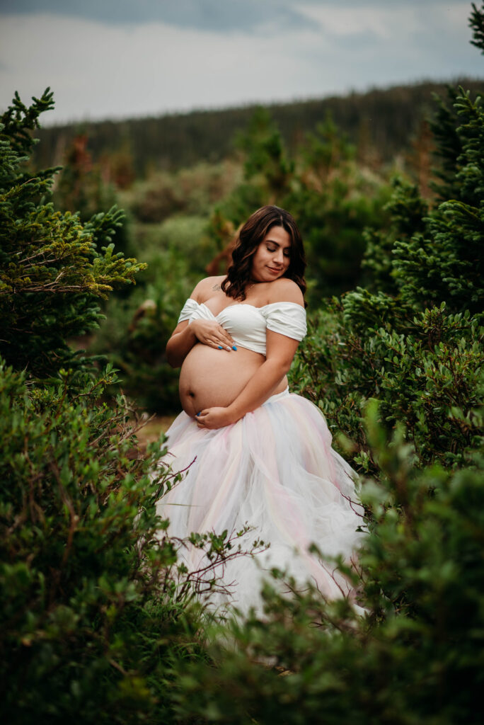 Rainbow dress maternity photo